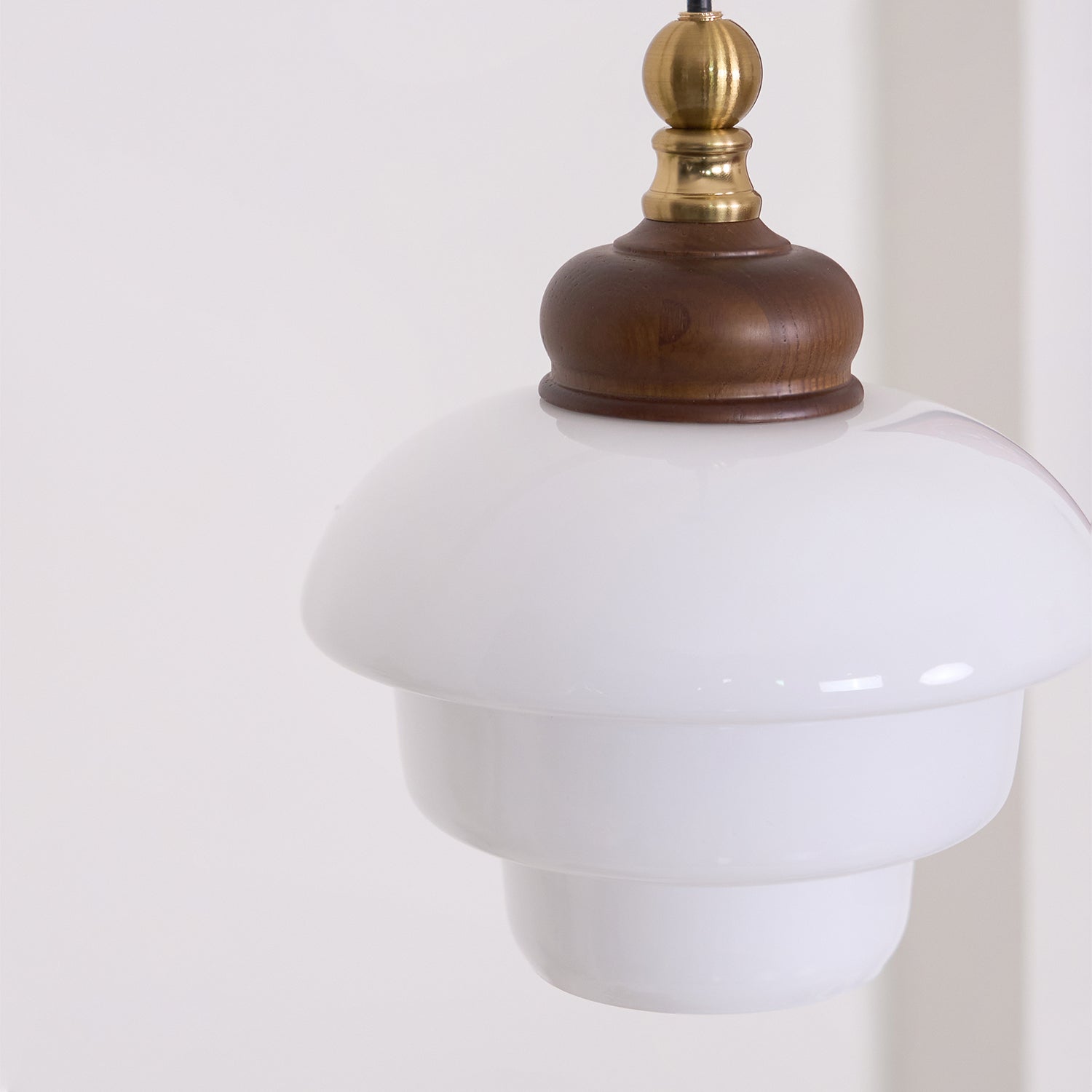 Glass Shade Hanging Lamp 6.3 Inch with Wood Accent for Kitchen Island Dining Table Overhead Fixture E26 Socket Adjustable Cord Dimmable Comp | Thomler
