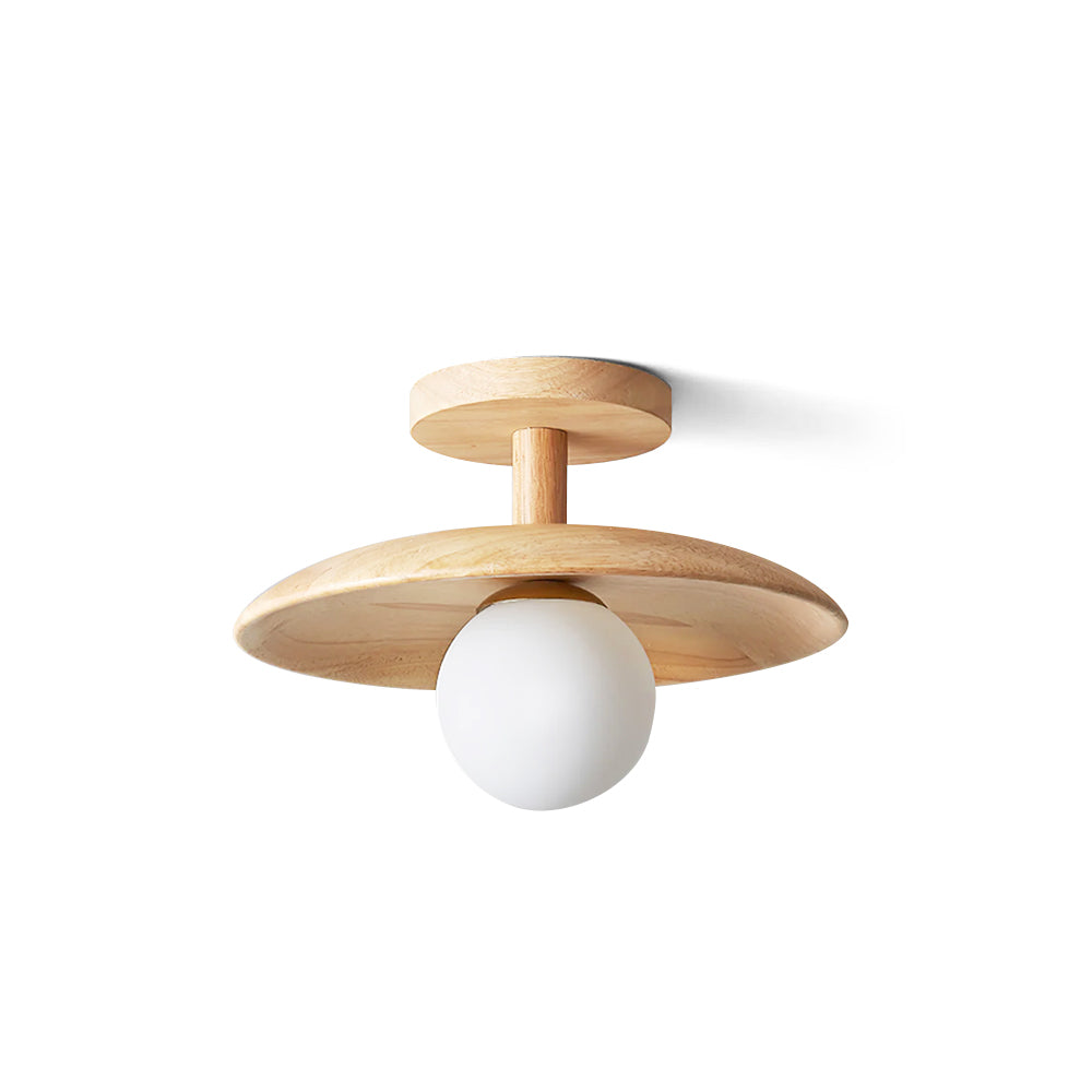 Pendant Light Wood 11 in White Glass Indoor Ceiling Mount Modern Entryway Hallway Living Room Lighting Fixture | Thomler