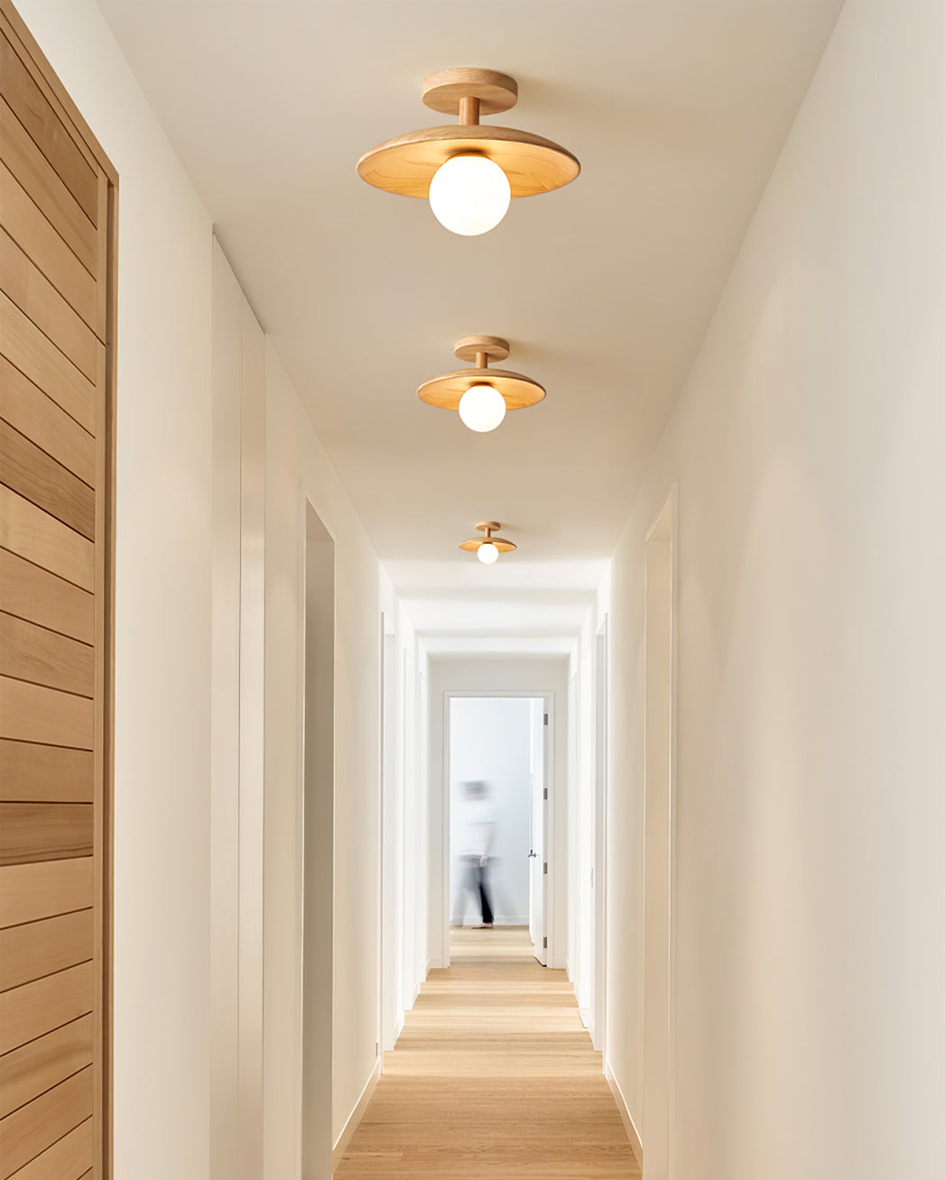 Pendant Light Wood 11 in White Glass Indoor Ceiling Mount Modern Entryway Hallway Living Room Lighting Fixture | Thomler