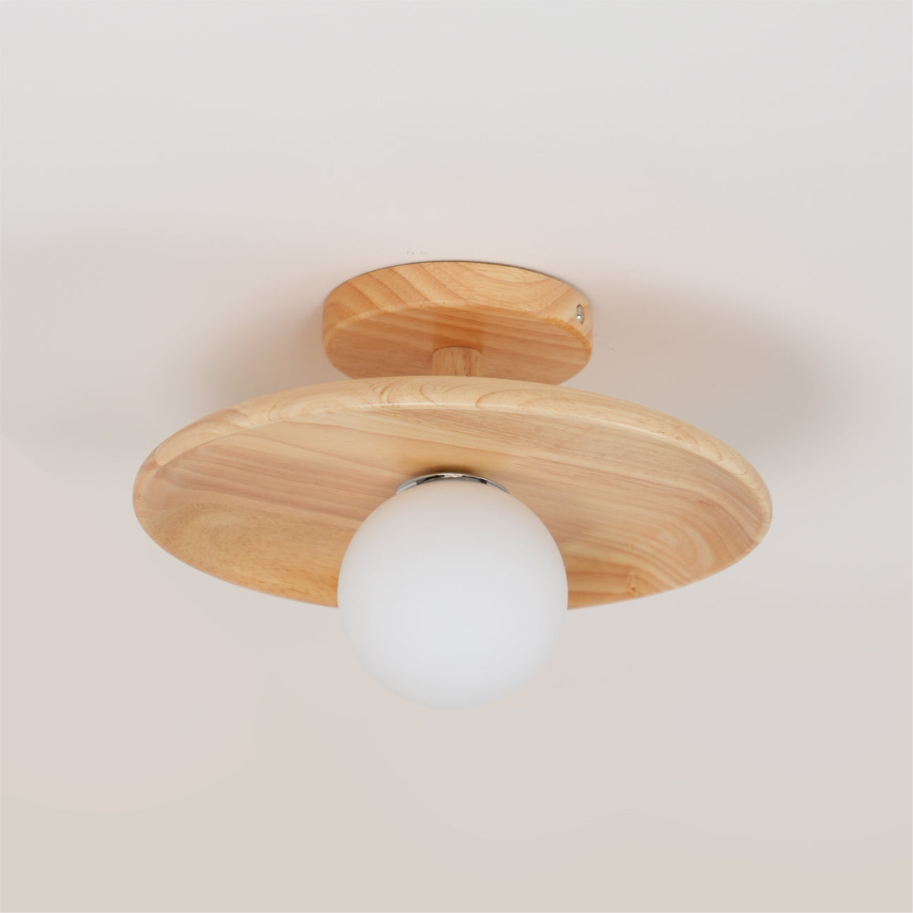 Pendant Light Wood 11 in White Glass Indoor Ceiling Mount Modern Entryway Hallway Living Room Lighting Fixture | Thomler