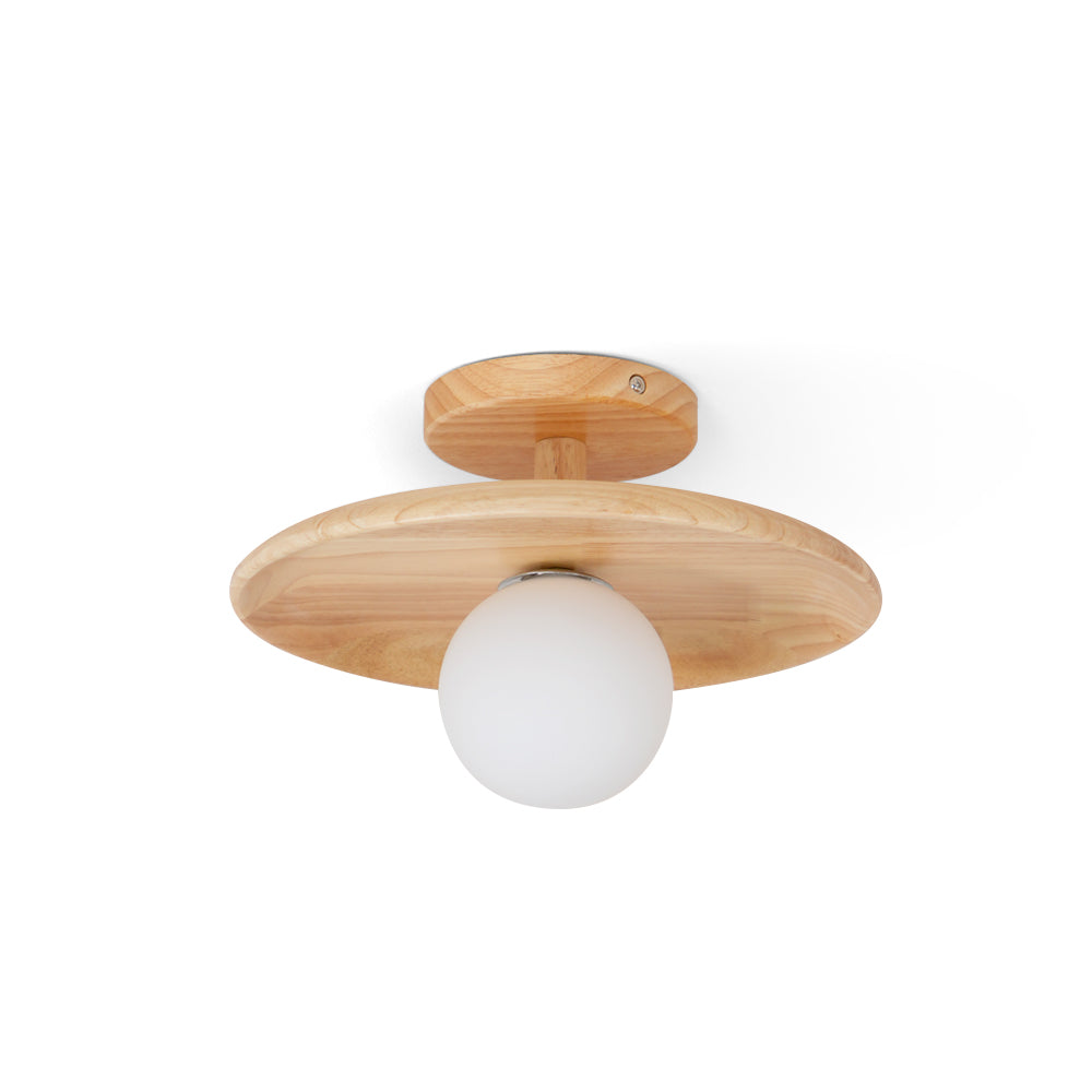 Pendant Light Wood 11 in White Glass Indoor Ceiling Mount Modern Entryway Hallway Living Room Lighting Fixture | Thomler