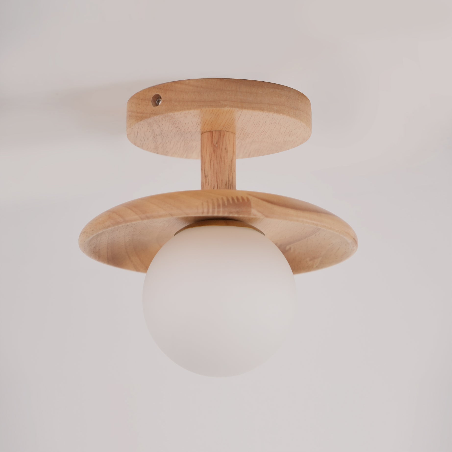 Pendant Light Wood 11 in White Glass Indoor Ceiling Mount Modern Entryway Hallway Living Room Lighting Fixture | Thomler