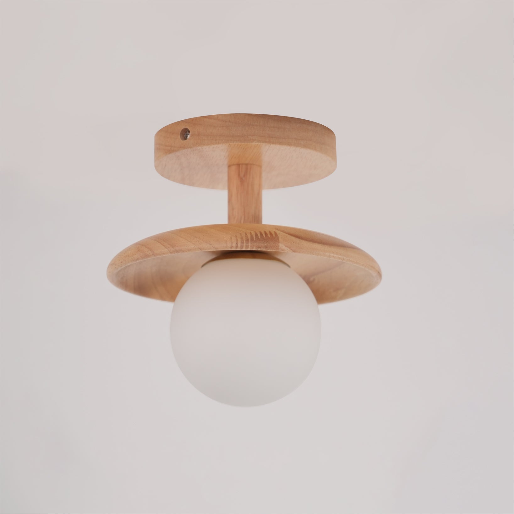 Pendant Light Wood 11 in White Glass Indoor Ceiling Mount Modern Entryway Hallway Living Room Lighting Fixture | Thomler