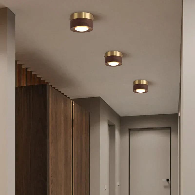 Walnut Wood LED Ceiling Light – Modern Flush Mount for Bedroom, Living Room & Hallway | Thomler