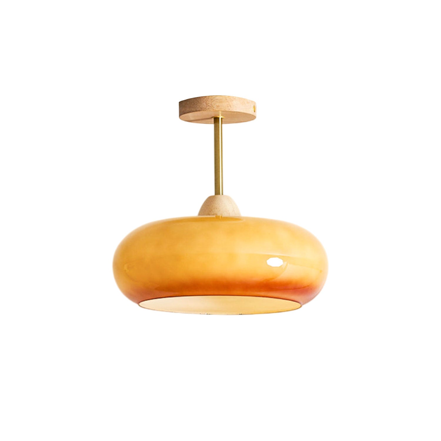 Pendant Light Glass Wood 28.0 cm Orange Dining Room Bauhaus Ceiling Lamp Retro Scandinavian Hanging Light | Thomler