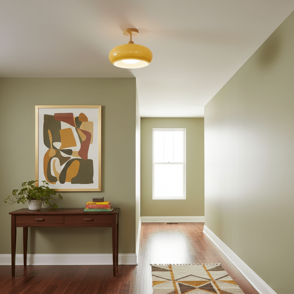 Plafonnier Ceiling Lamp Wood Glass 11 in Orange White Indoor Dining Bedroom Lighting Fixture | Thomler