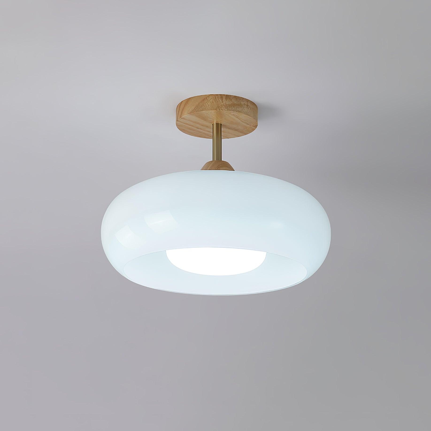 Pendant Light Glass Wood 28.0 cm Orange Dining Room Bauhaus Ceiling Lamp Retro Scandinavian Hanging Light | Thomler