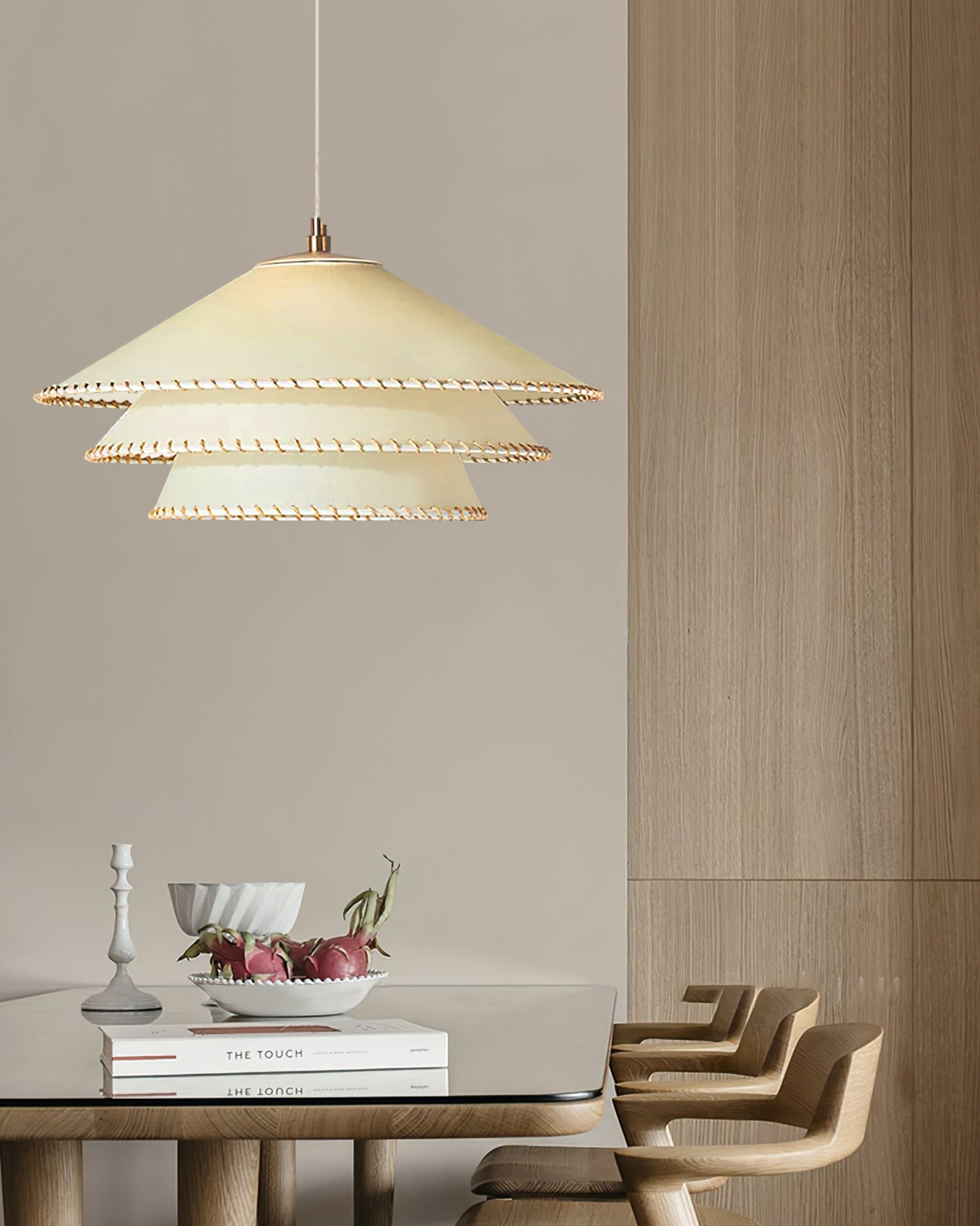 Pendant Lamp Fabric 19.7 in x 9.8 in Brown Indoor Dining Room Kitchen Island Hanging Light | Thomler