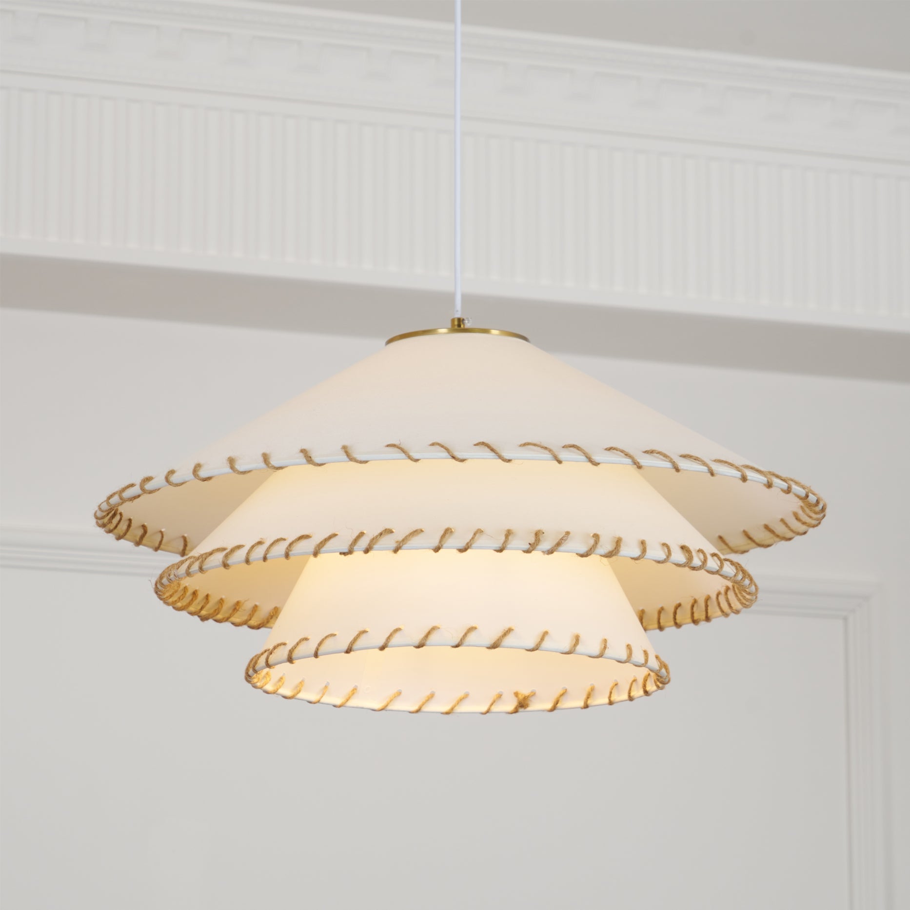 Pendant Lamp Fabric 19.7 in x 9.8 in Brown Indoor Dining Room Kitchen Island Hanging Light | Thomler
