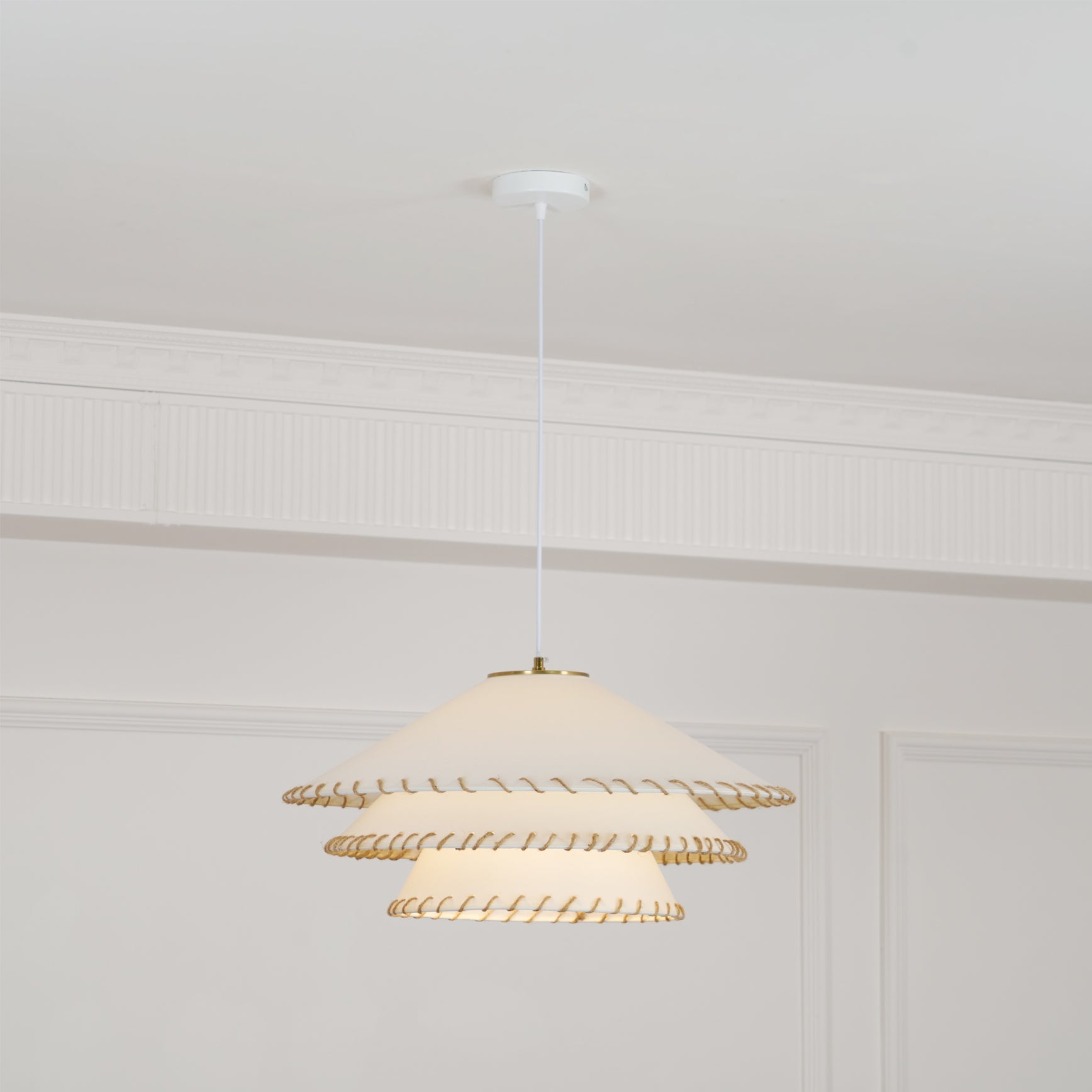 Pendant Lamp Fabric 19.7 in x 9.8 in Brown Indoor Dining Room Kitchen Island Hanging Light | Thomler