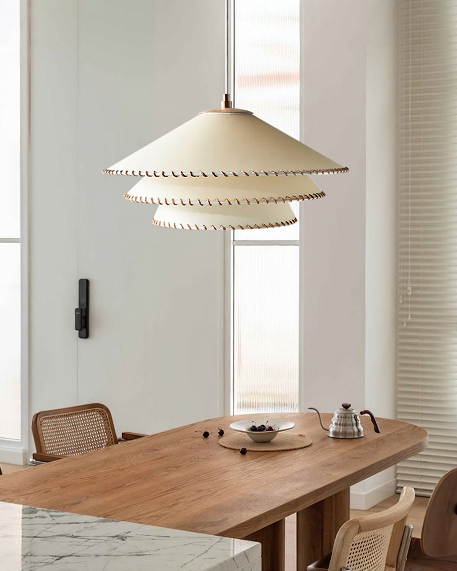 Pendant Lamp Fabric 19.7 in x 9.8 in Brown Indoor Dining Room Kitchen Island Hanging Light | Thomler