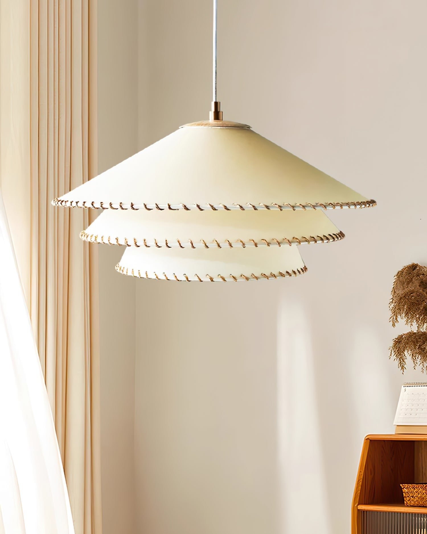 Pendant Lamp Fabric 19.7 in x 9.8 in Brown Indoor Dining Room Kitchen Island Hanging Light | Thomler
