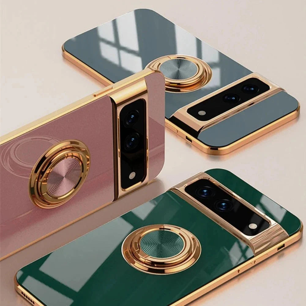 Rotating Ring Phone Case for Google Pixel – Magnetic Mount Compatible, Shock Absorbing TPU with Microfiber Lining | Thomler