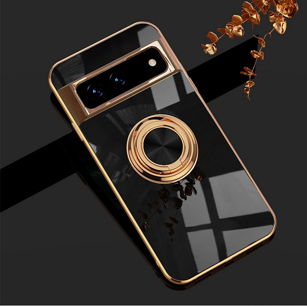Rotating Ring Phone Case for Google Pixel – Magnetic Mount Compatible, Shock Absorbing TPU with Microfiber Lining | Thomler