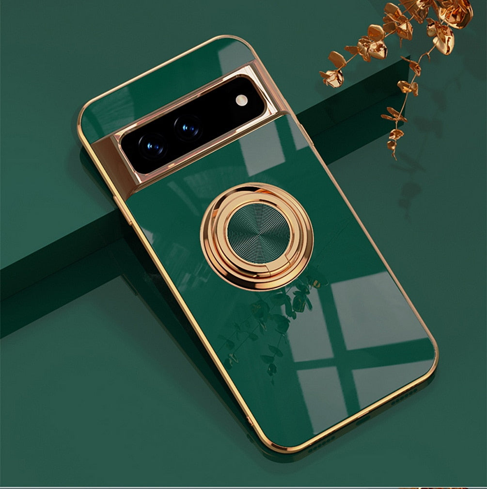 Rotating Ring Phone Case for Google Pixel – Magnetic Mount Compatible, Shock Absorbing TPU with Microfiber Lining | Thomler