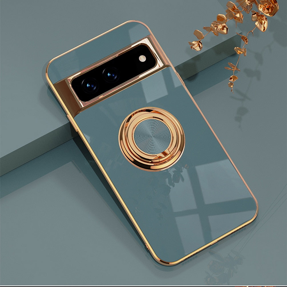 Rotating Ring Phone Case for Google Pixel – Magnetic Mount Compatible, Shock Absorbing TPU with Microfiber Lining | Thomler