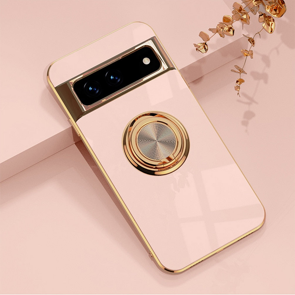 Rotating Ring Phone Case for Google Pixel – Magnetic Mount Compatible, Shock Absorbing TPU with Microfiber Lining | Thomler