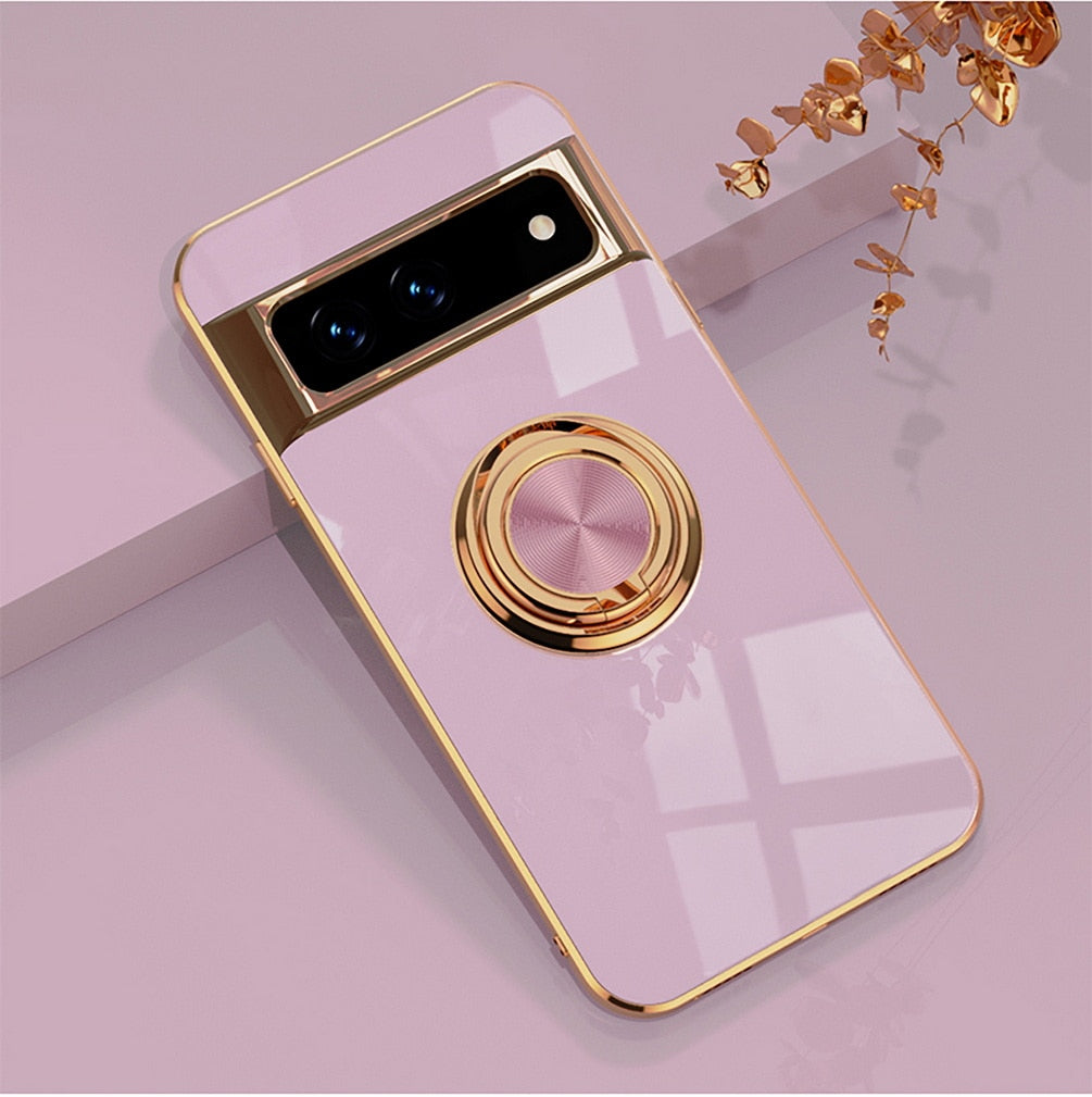 Rotating Ring Phone Case for Google Pixel – Magnetic Mount Compatible, Shock Absorbing TPU with Microfiber Lining | Thomler