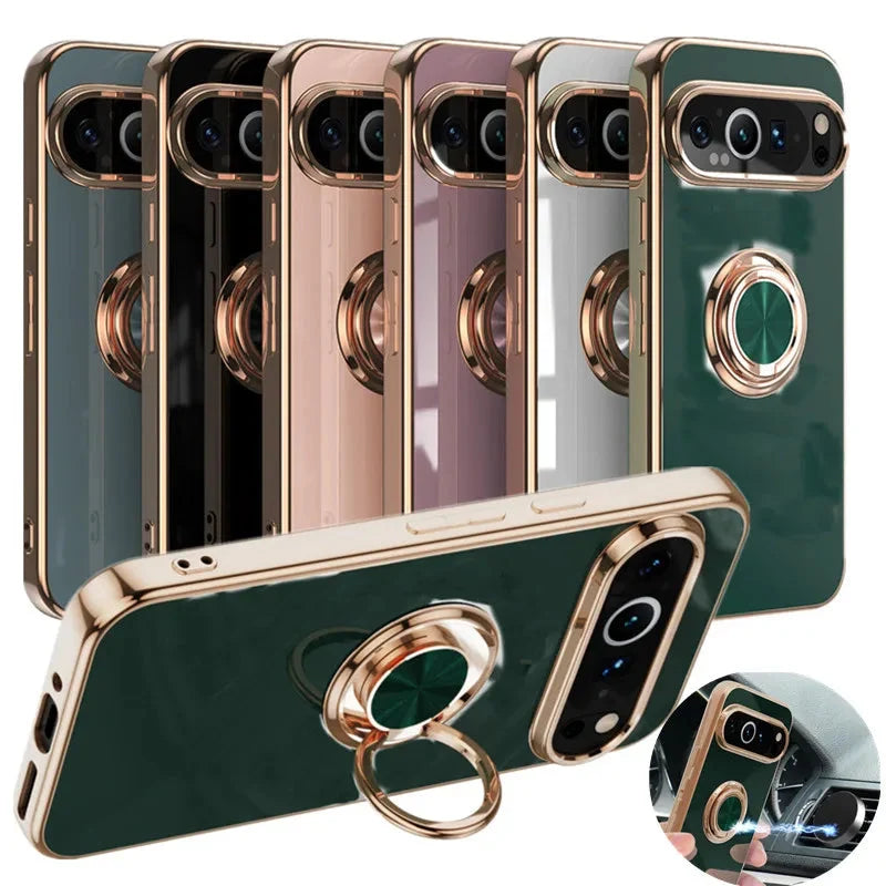 Rotating Ring Phone Case for Google Pixel – Magnetic Mount Compatible, Shock Absorbing TPU with Microfiber Lining | Thomler
