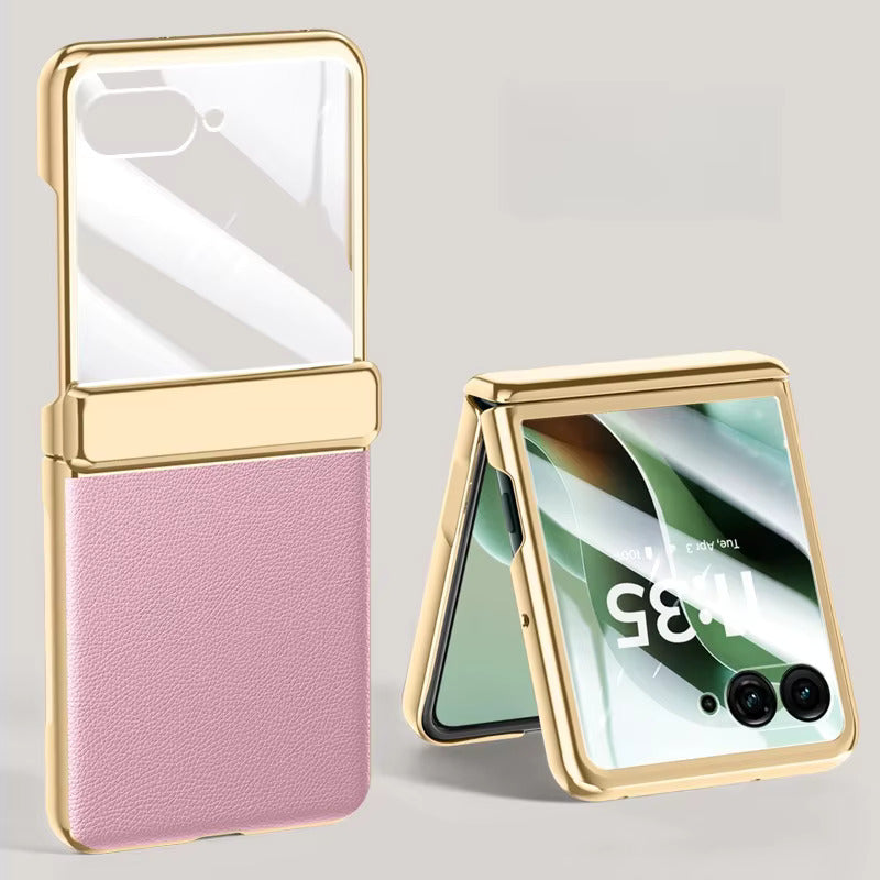 Foldable Phone Case for Motorola Razr with Screen Protector & Electroplated Frame – Slim Vegan Leather Protection | Thomler