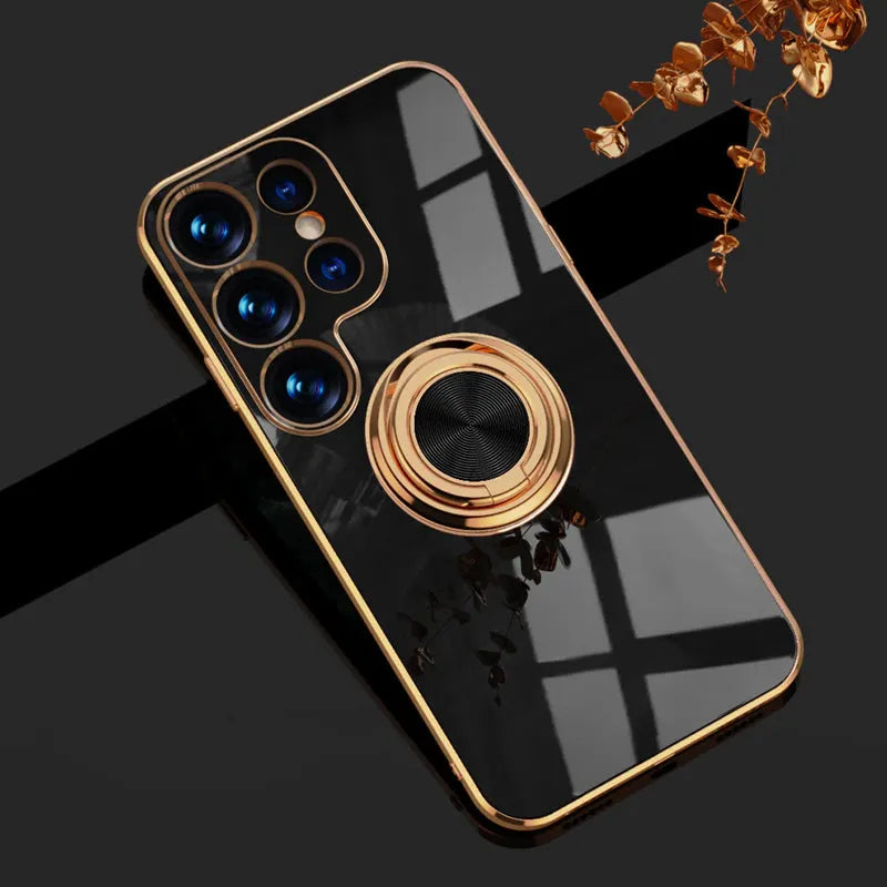 Rotating Ring Grip Phone Case for Samsung Galaxy – Magnetic Car Mount Compatible, Shock-Absorbing TPU with Microfiber Lining for S21-S26 | Thomler