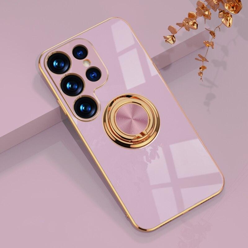 Rotating Ring Grip Phone Case for Samsung Galaxy – Magnetic Car Mount Compatible, Shock-Absorbing TPU with Microfiber Lining for S21-S26 | Thomler
