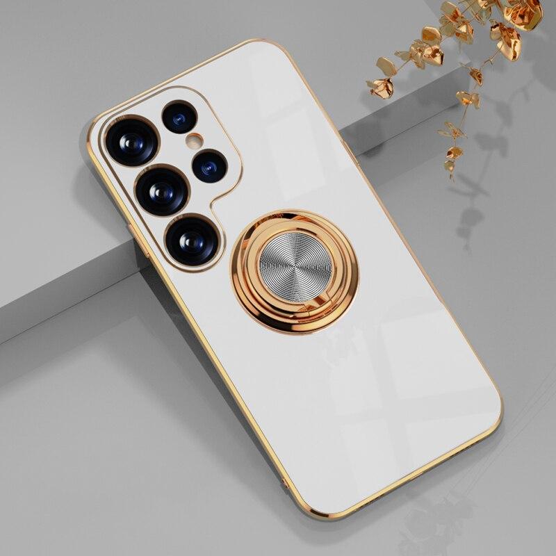 Rotating Ring Grip Phone Case for Samsung Galaxy – Magnetic Car Mount Compatible, Shock-Absorbing TPU with Microfiber Lining for S21-S26 | Thomler