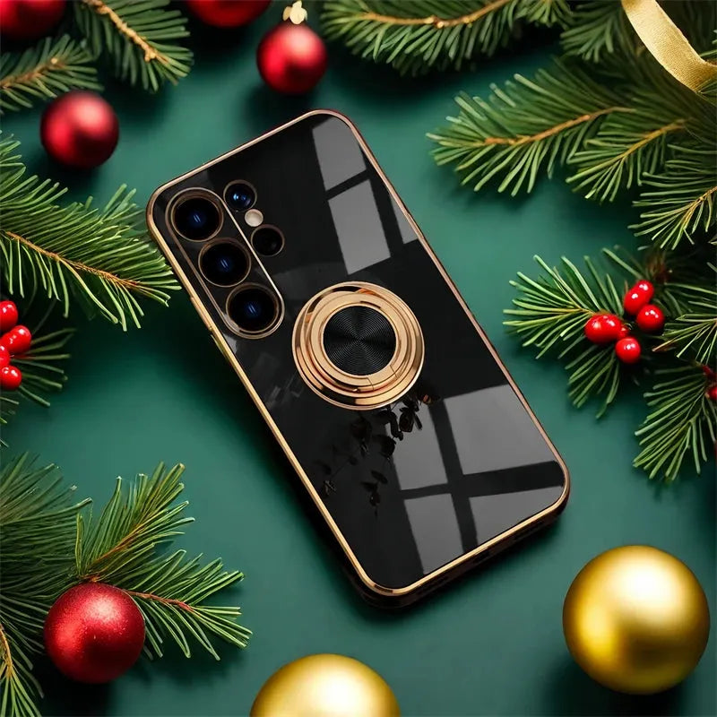 Rotating Ring Grip Phone Case for Samsung Galaxy – Magnetic Car Mount Compatible, Shock-Absorbing TPU with Microfiber Lining for S21-S26 | Thomler