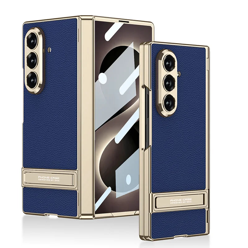 Samsung Galaxy Phone Case with Built-In Stand – Slim TPU Protection in Leather, Brushed & Carbon Fiber Finishes for S24, S25, S26 Ultra, Z | Thomler