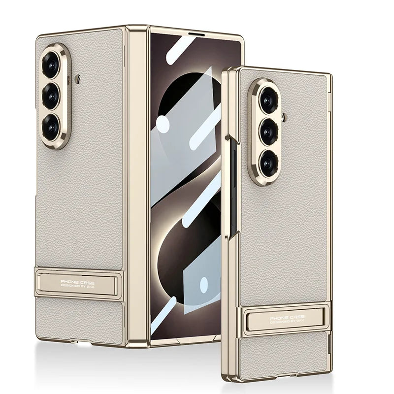 Samsung Galaxy Phone Case with Built-In Stand – Slim TPU Protection in Leather, Brushed & Carbon Fiber Finishes for S24, S25, S26 Ultra, Z | Thomler