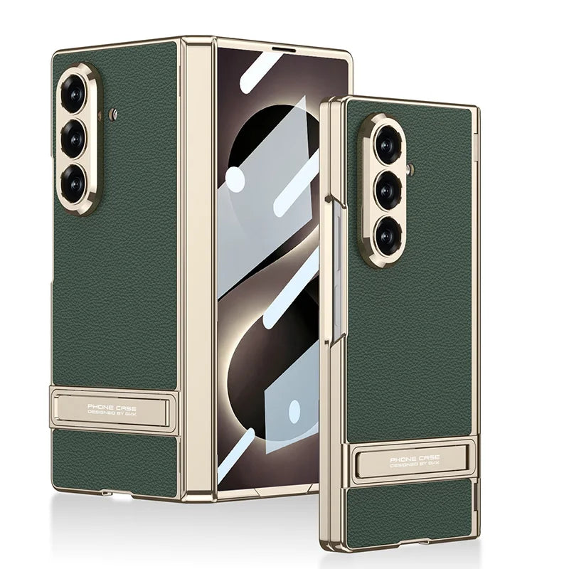 Samsung Galaxy Phone Case with Built-In Stand – Slim TPU Protection in Leather, Brushed & Carbon Fiber Finishes for S24, S25, S26 Ultra, Z | Thomler