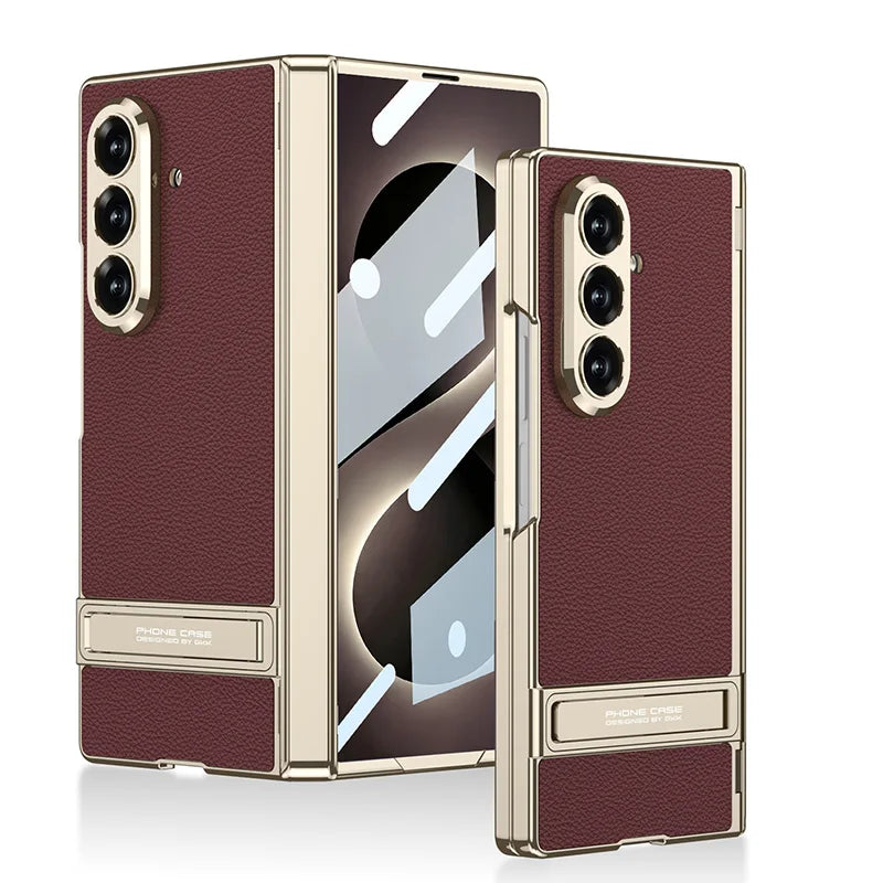 Samsung Galaxy Phone Case with Built-In Stand – Slim TPU Protection in Leather, Brushed & Carbon Fiber Finishes for S24, S25, S26 Ultra, Z | Thomler