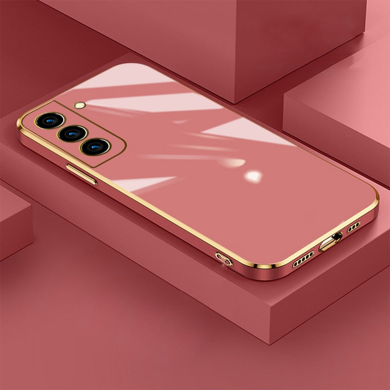 Metallic-Trimmed TPU Phone Case for Samsung Galaxy – Slim Protection with Gold Accents & Scratch-Resistant Microfiber Interior | Thomler