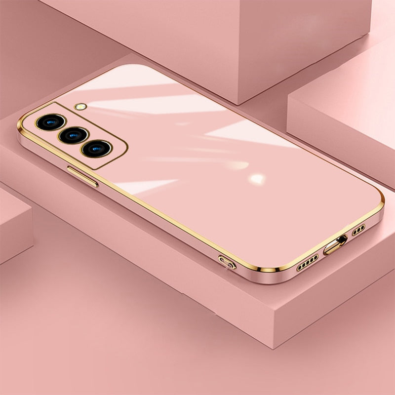 Metallic-Trimmed TPU Phone Case for Samsung Galaxy – Slim Protection with Gold Accents & Scratch-Resistant Microfiber Interior | Thomler