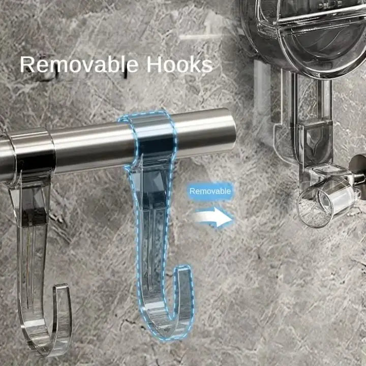Towel Rail Stainless Steel 60.0–120.0 cm Adjustable Bathroom Kitchen Storage Rack With Suction Cups No Drill Hanging Organiser Hooks | Thomler