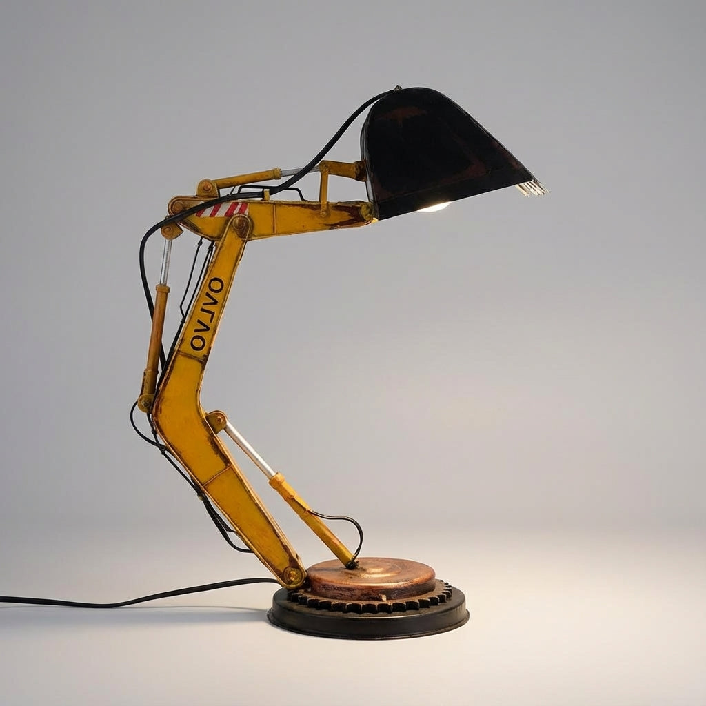 Table Lamp ABS 20.0 cm Industrial Yellow Excavator Desk Reading Light USB Powered Kids Bedroom Workstation Lighting | Thomler