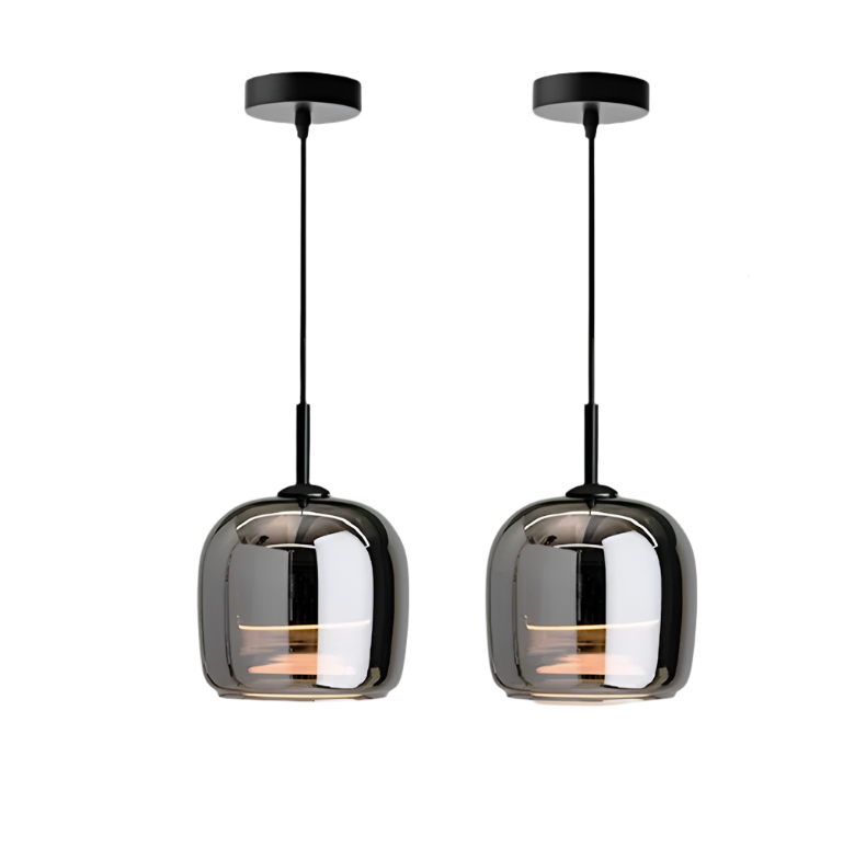 Pendant Light Glass 16.0 cm Black Bedroom Kitchen Island Scandinavian Hanging Ceiling Lamp E27 Modern Nordic Lighting | Thomler