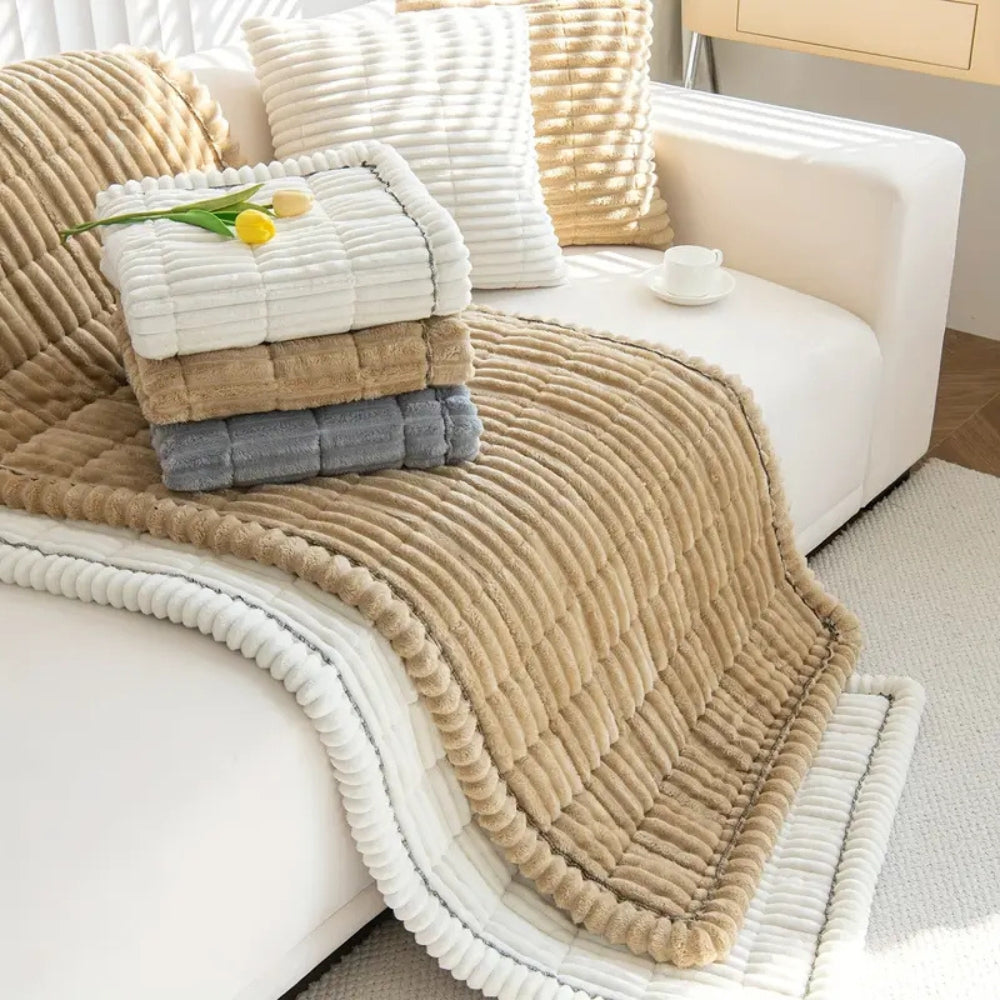 Furniture Throw Blanket Soft Fleece Sofa Protector Anti-Slip Ruffled Edges for Couch Chair Loveseat Living Room Bedroom Pet-Friendly | Thomler