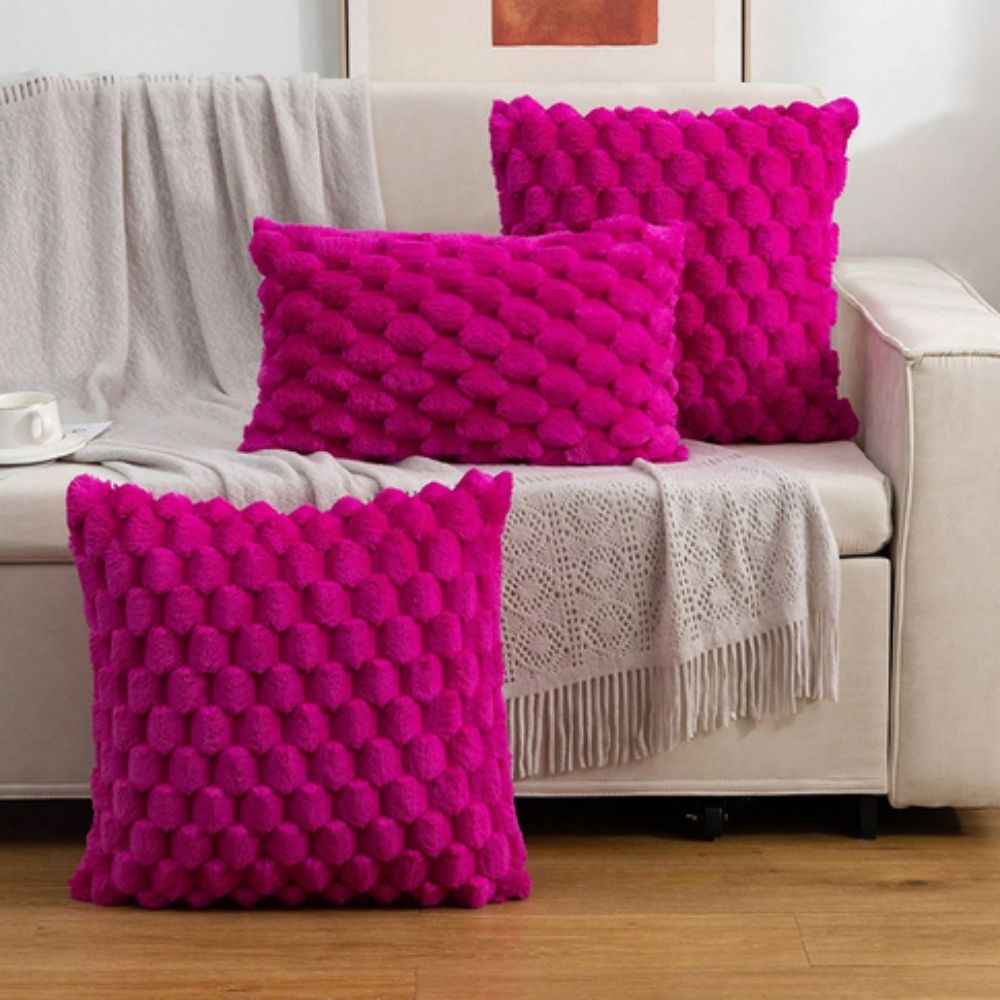 Textured Pillow Cover with 3D Quilted Grid Pattern – Soft Cotton Poly Blend Throw Cushion Case for Couch, Bed & Living Room Decor | Thomler