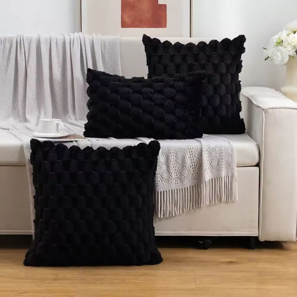 Textured Pillow Cover with 3D Quilted Grid Pattern – Soft Cotton Poly Blend Throw Cushion Case for Couch, Bed & Living Room Decor | Thomler