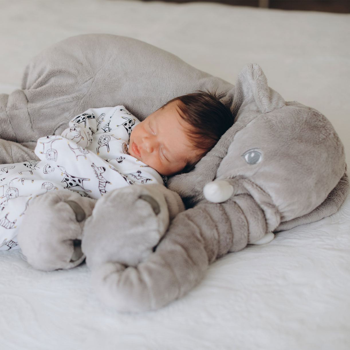 Elephant Nursery Pillow Soft Plush Cuddle Buddy for Baby Toddler Nap Time Crib Decor Boys Girls Gift 16 24 Inch | Thomler
