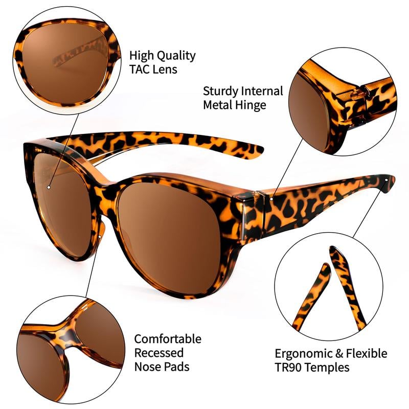 Fit-Over Sunglasses for Prescription Glasses with Polarized Lenses & UV Protection for Men & Women | Lightweight Wraparound Over-Glasses Eye | Thomler