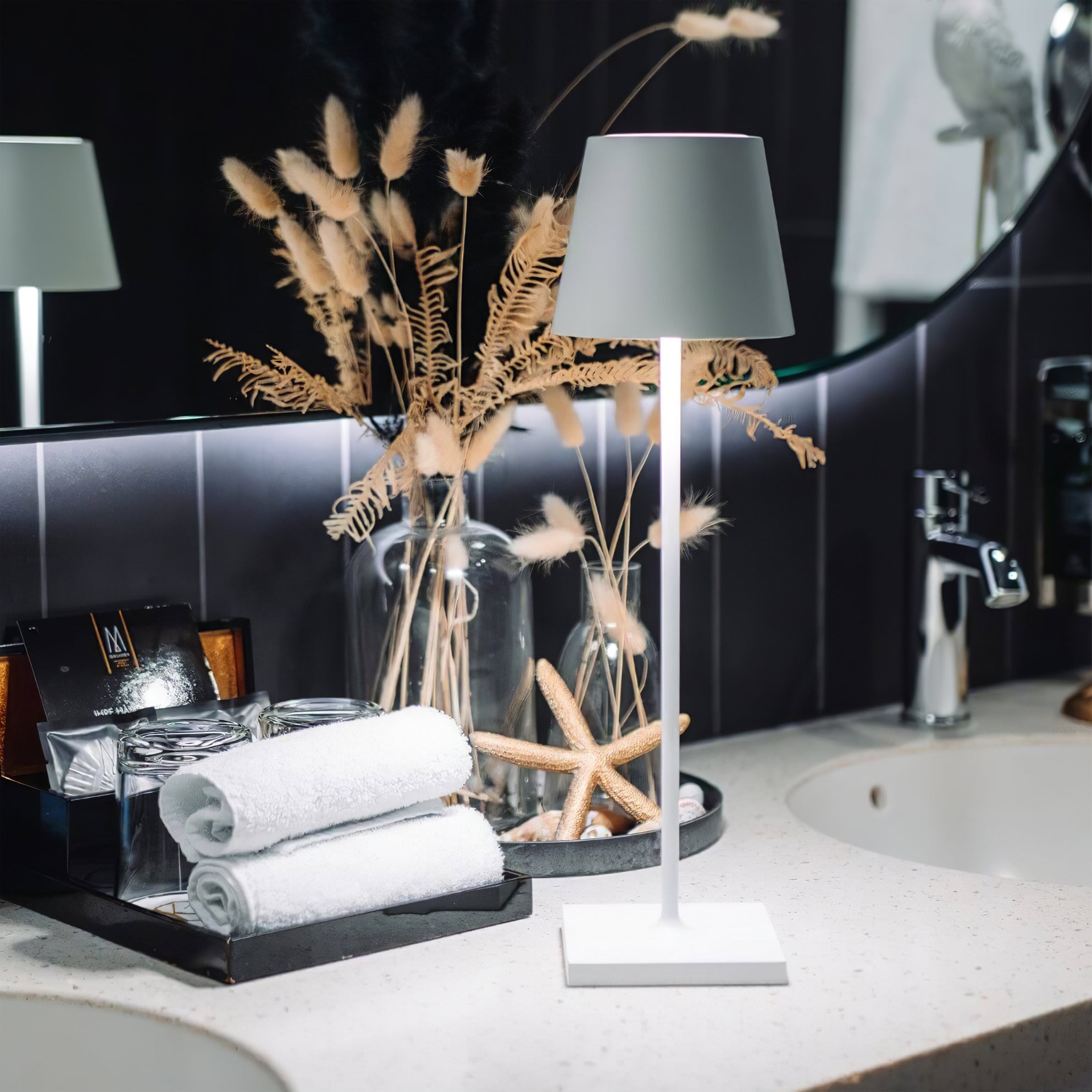 Table Lamp Metal 15 in Portable Indoor Outdoor LED Accent Light Dimmable USB Rechargeable Touch Control | Thomler