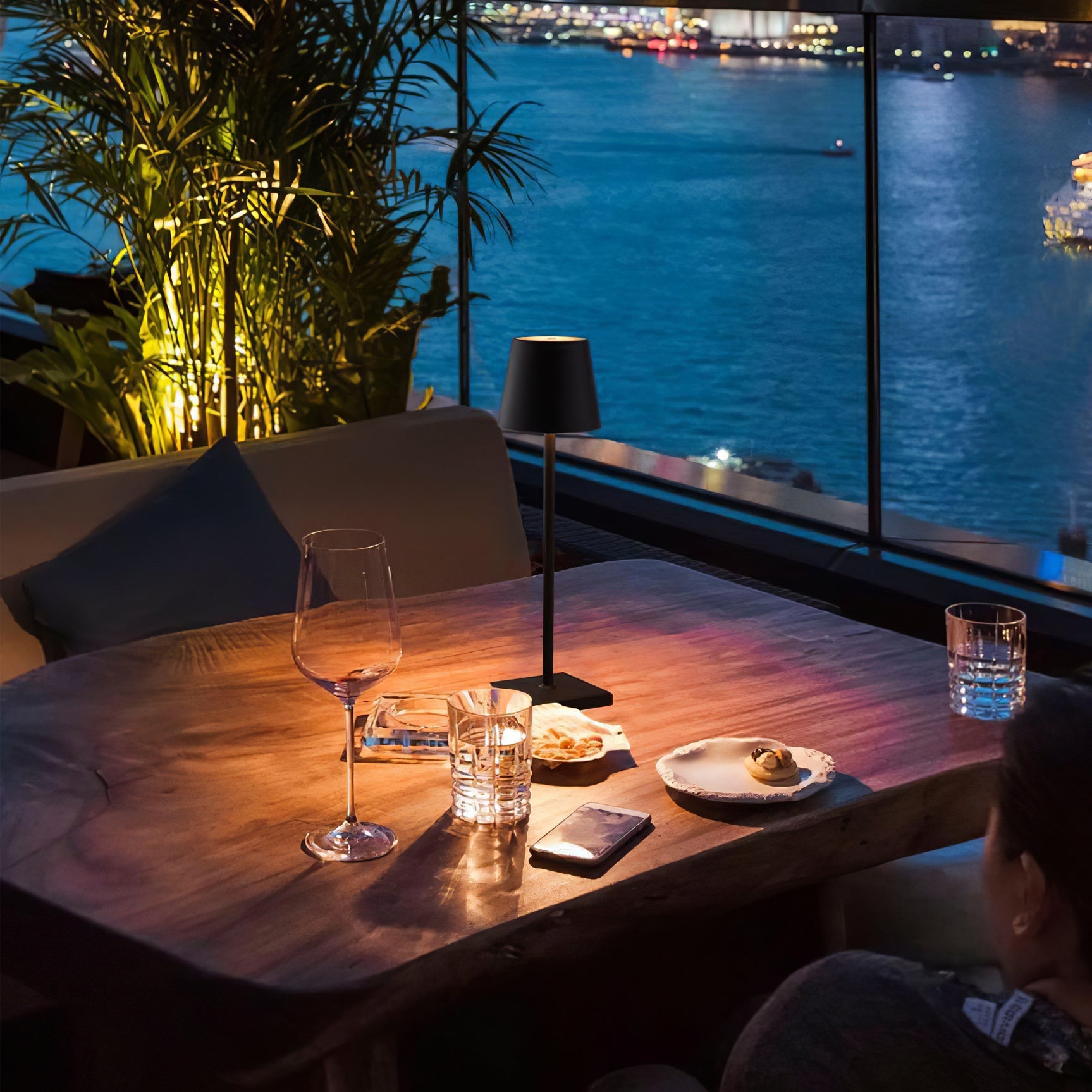 Table Lamp Metal 15 in Portable Indoor Outdoor LED Accent Light Dimmable USB Rechargeable Touch Control | Thomler