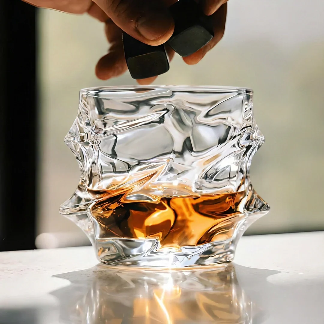 Textured Crystal Whiskey Tumbler Set – Premium Handmade Glassware for Bourbon & Scotch | Thomler