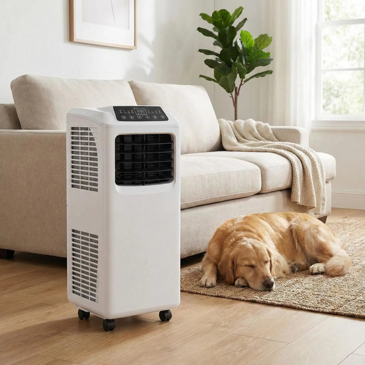 Portable Air Conditioner 9000 BTU with Dehumidifier Function Remote Included 250 Sq Ft Coverage Rolling AC Unit for Bedroom Office Dorm | Thomler