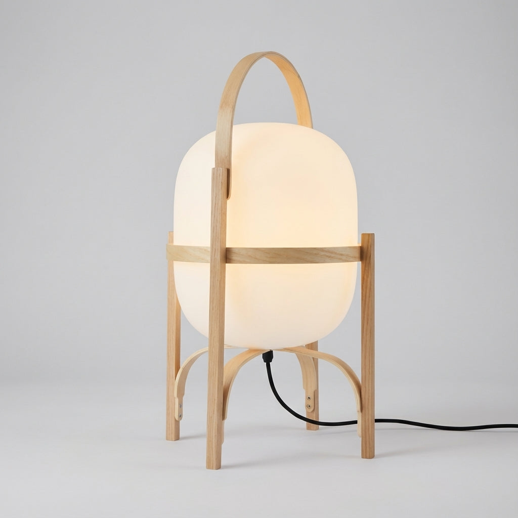 Table Lamp Walnut Wood E14 40W Opal Glass Bedroom Portable Reading Light Scandinavian Japandi Accent Lighting | Thomler