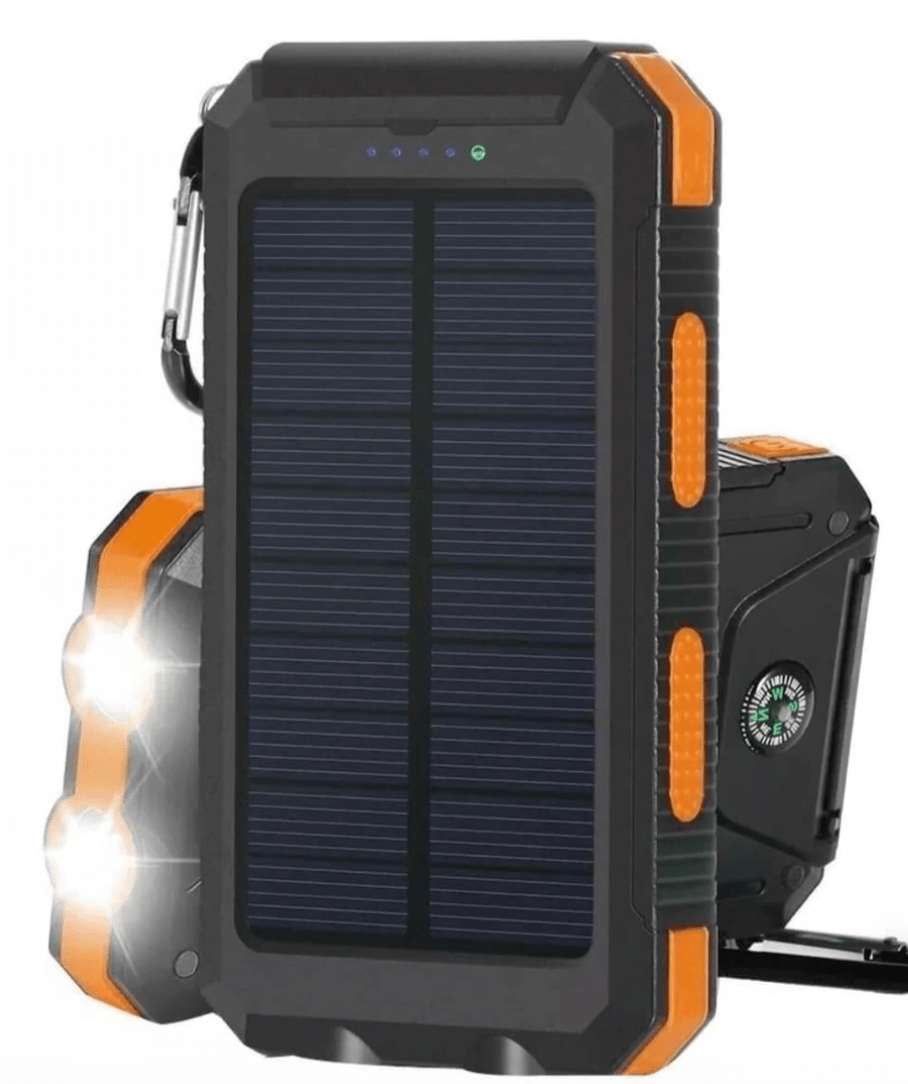 500000mAh Solar Battery Pack with Dual USB Ports & Built-In LED Flashlight – Waterproof Portable Charger for Camping & Hiking | Thomler