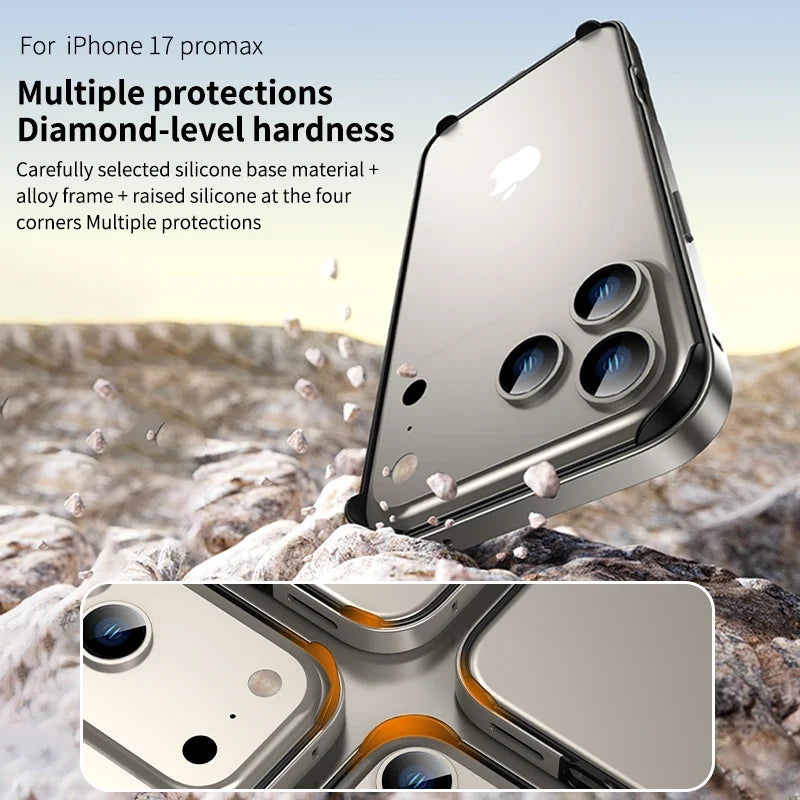 Aluminum iPhone Bumper Case – Raised Corner Guard, Wireless Charging Compatible, Precision Button Cutouts for 17/16/15 Series | Thomler