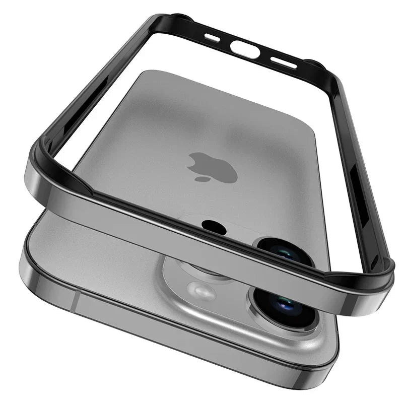 Aluminum iPhone Bumper Case – Raised Corner Guard, Wireless Charging Compatible, Precision Button Cutouts for 17/16/15 Series | Thomler